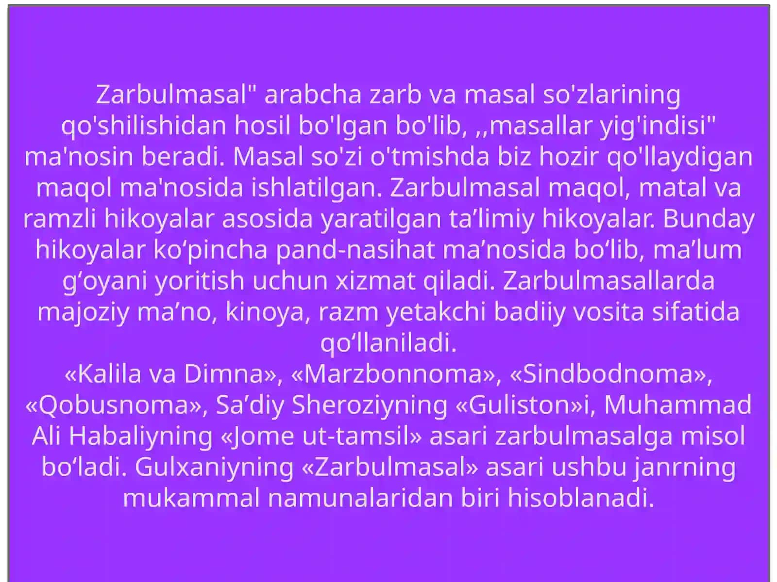 Gulxaniyning hayoti va Zarbulmasal asari 4