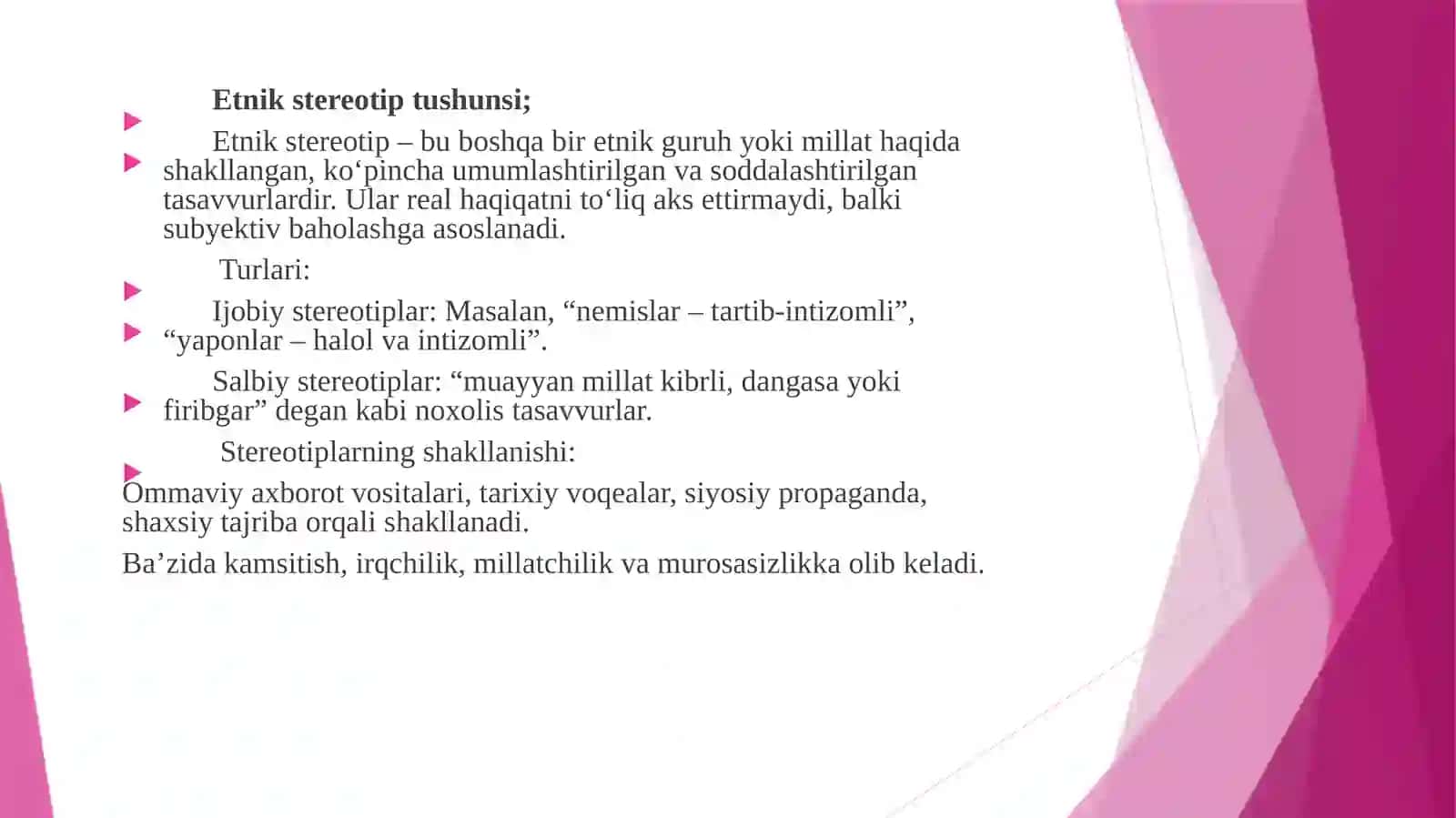 Etnik mentalitet va streotiplar tushunchasi. 4