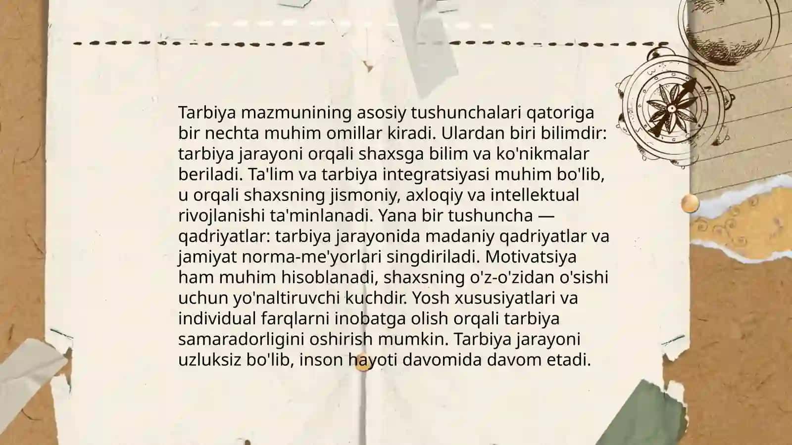 Tarbiya jarayoni mohiyati vamazmuni.Tarbiya tamoyillari 4