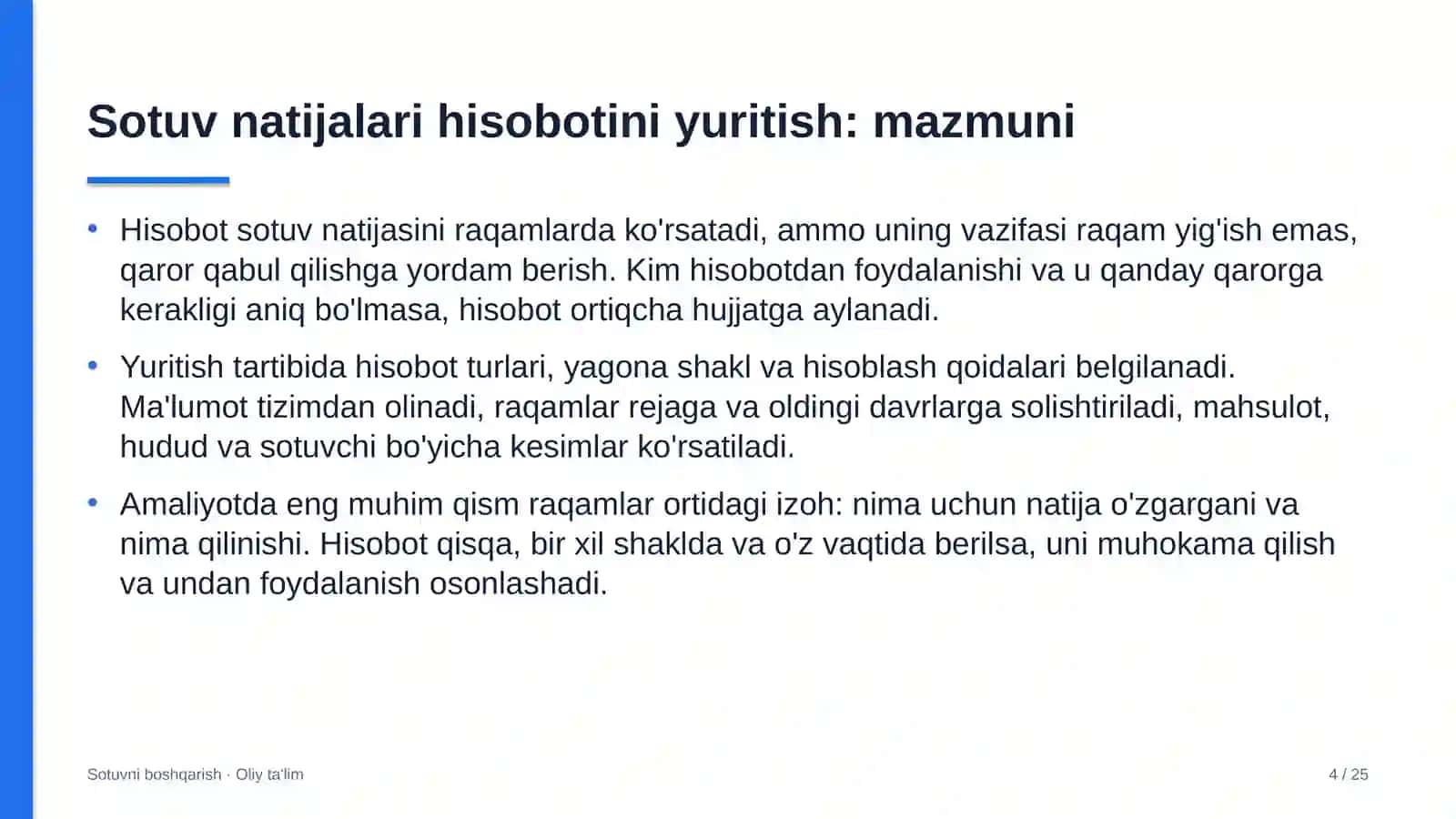 Bolalar tovarlari do'konlarida sotuv natijalari hisobotini yuritish 4