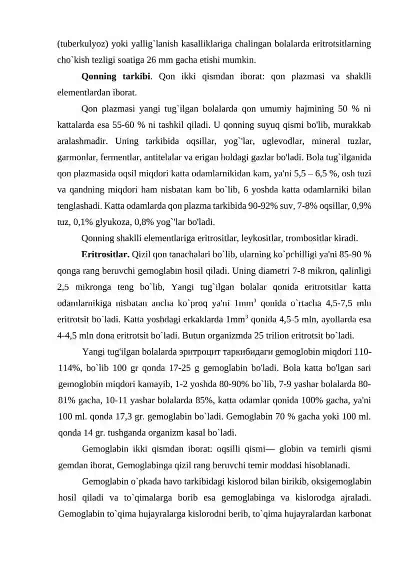 Qon. Qon aylanish organlarining yosh xususiyatlari 4