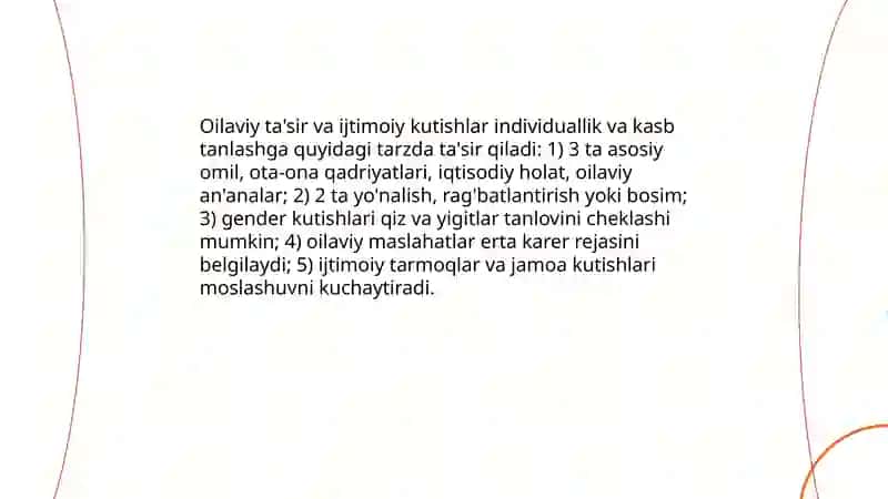 Individuallik kasb tanlash va kasbga yo'naltirish muammolari 4