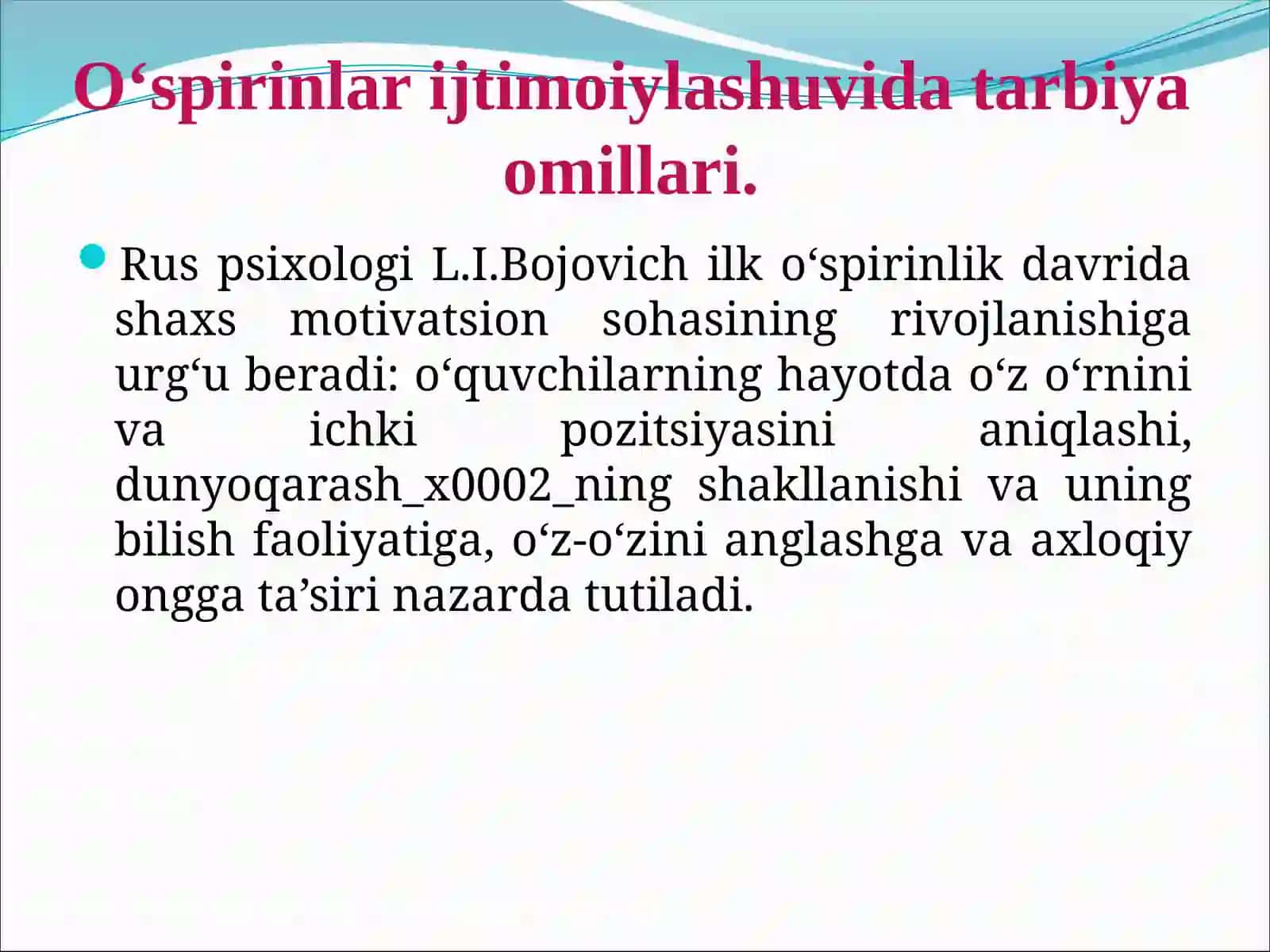 O’spirinlik davri psixologiyasi 4