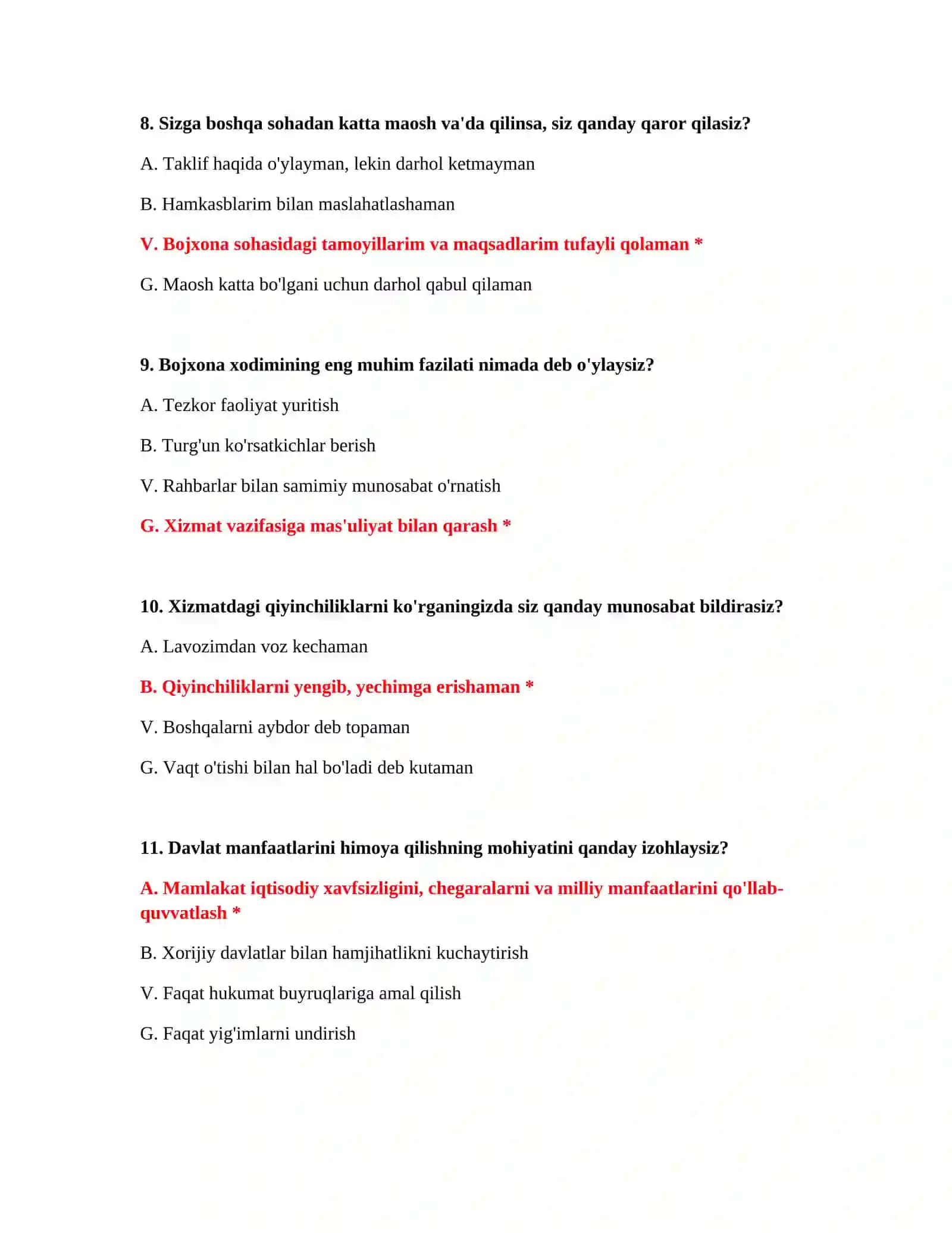 Bojxona psixologik test online 4