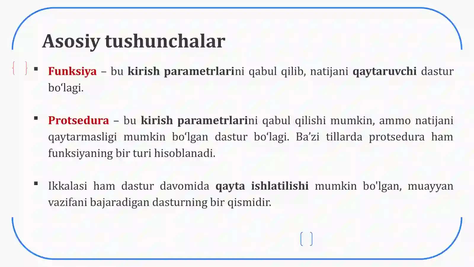 Funksiyalar va Protseduralar 4