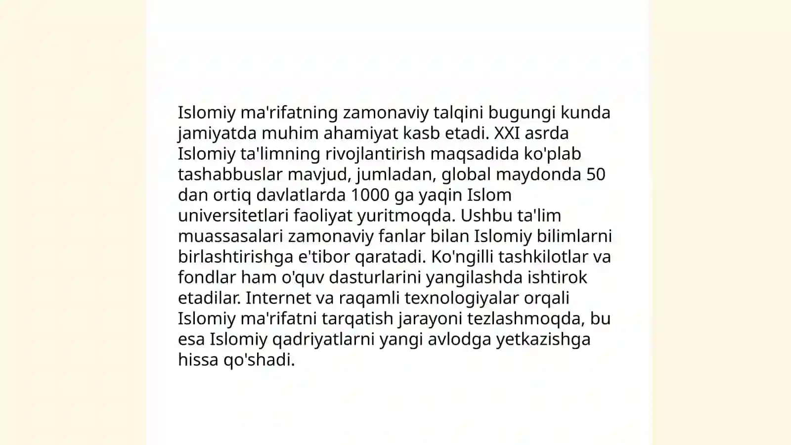 Islom Qadeyat va Marifatlarining Hozyrqi Davrda Ahamyati 4
