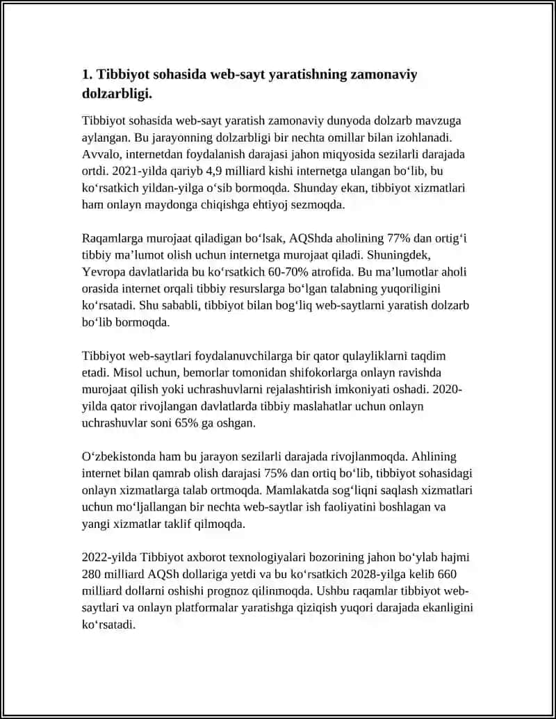 Tibbiyot sohasida web-sayt yaratishning dolzarbligi 4