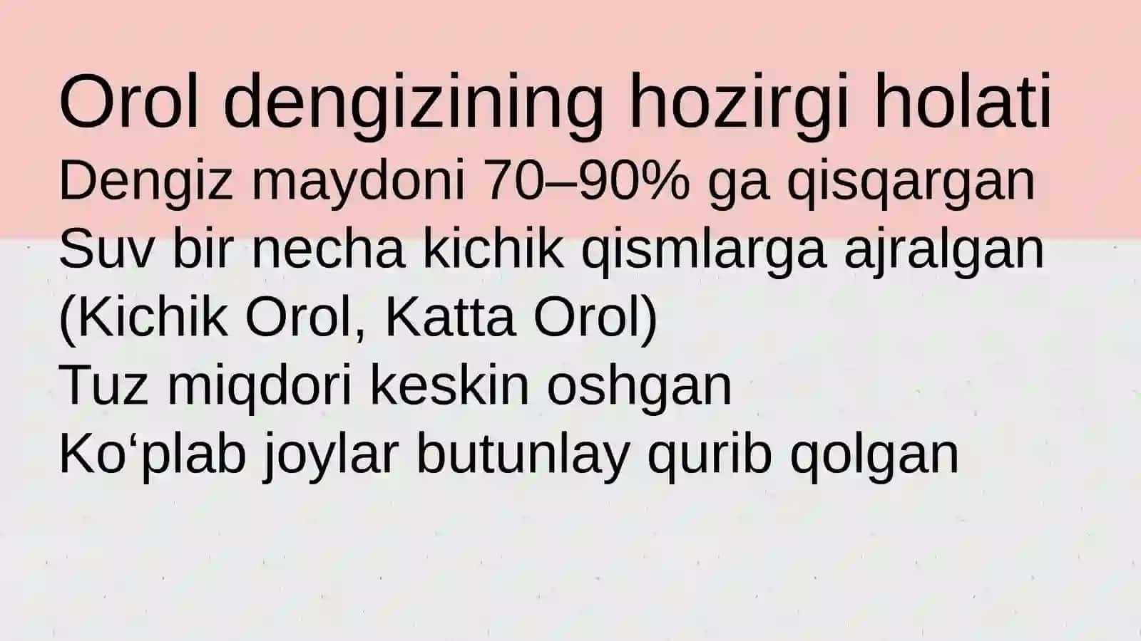 Orol dengizi muammosi va uning oqibatlar 4