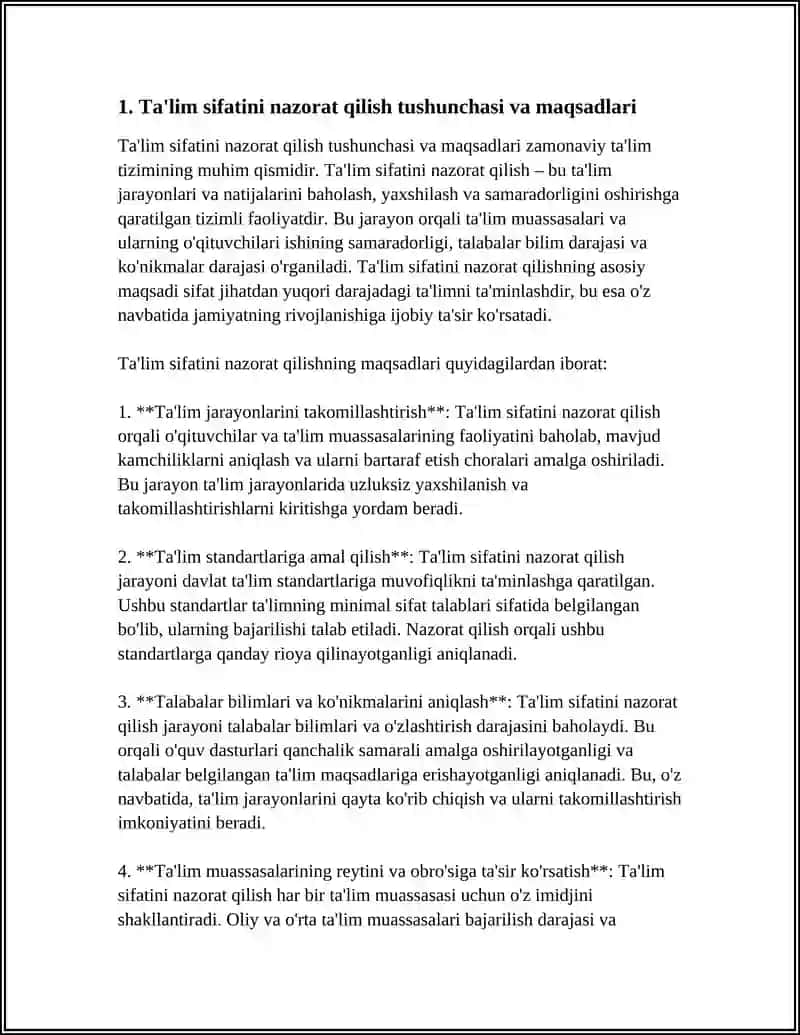 TA’LIM SIFATINI NAZORAT QILISH VA UNING TURLARI 4