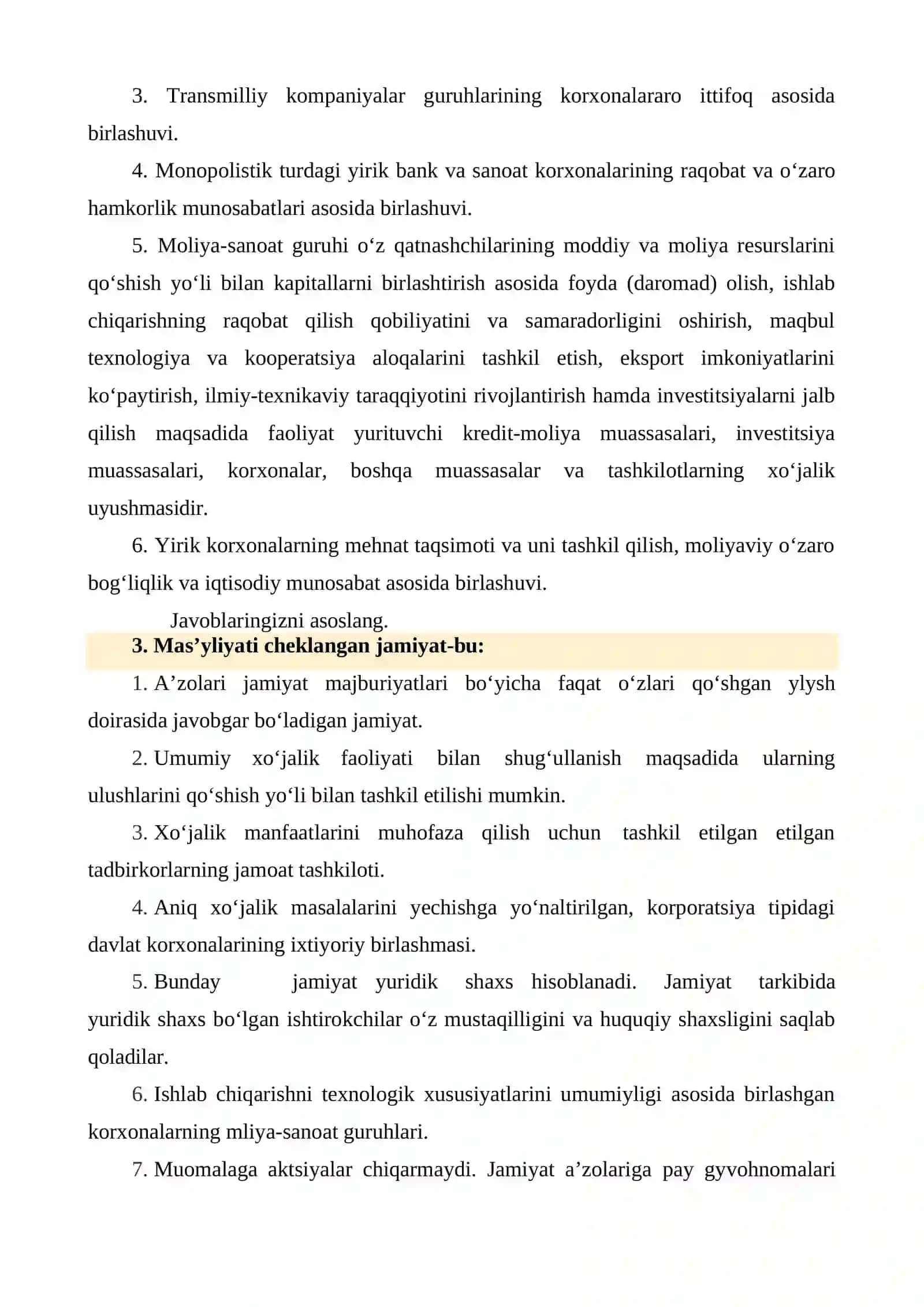Tadbirkorlik faoliyatining turlari va shakllari 4