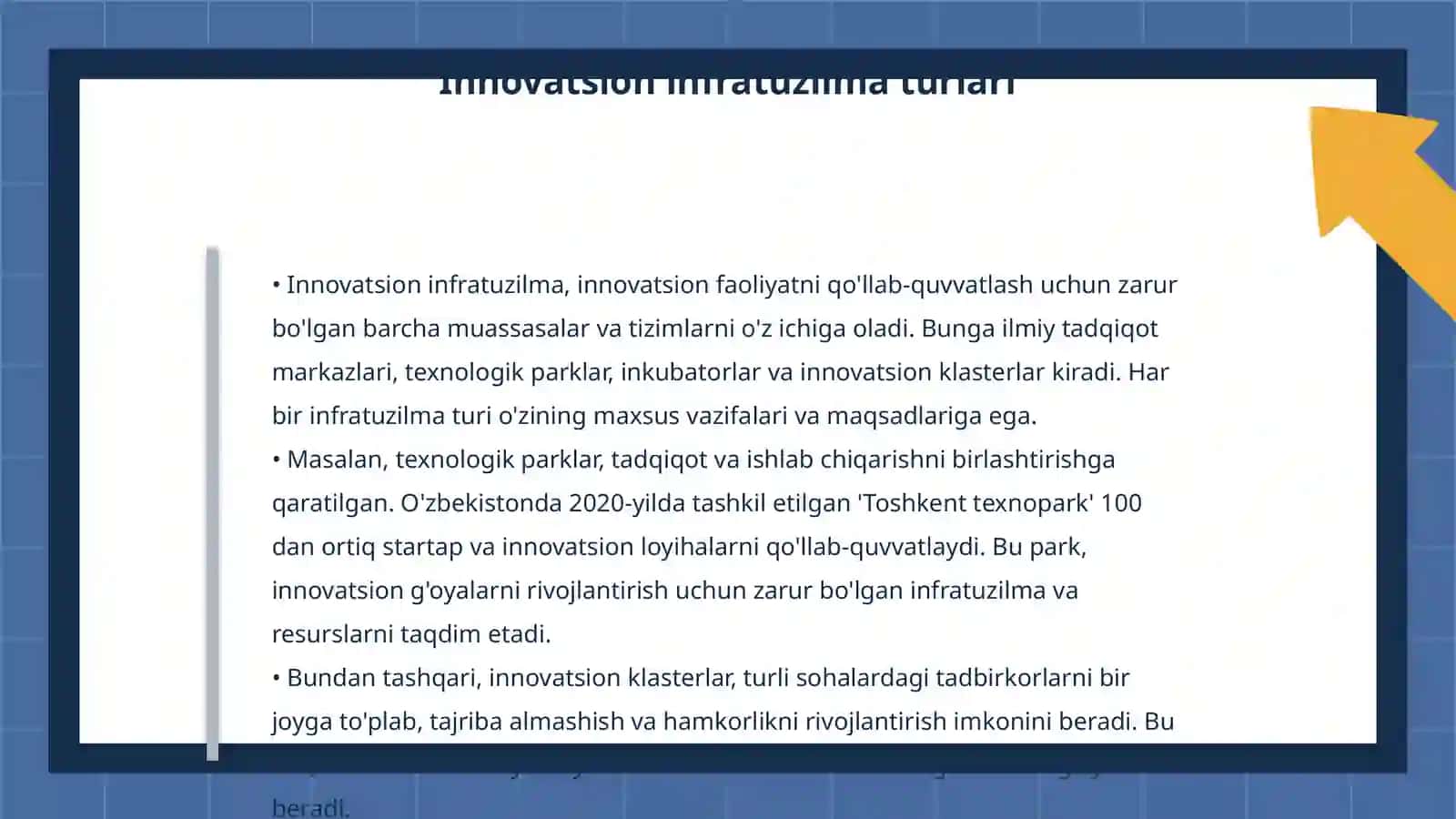 Innovatsion faoliyatni bugungi infratuzilmasi 4