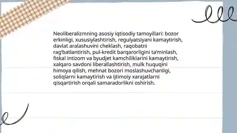 NEOLIBERALIZM G‘OYALARINING MOHIYATI VA AHAMIYATI 4