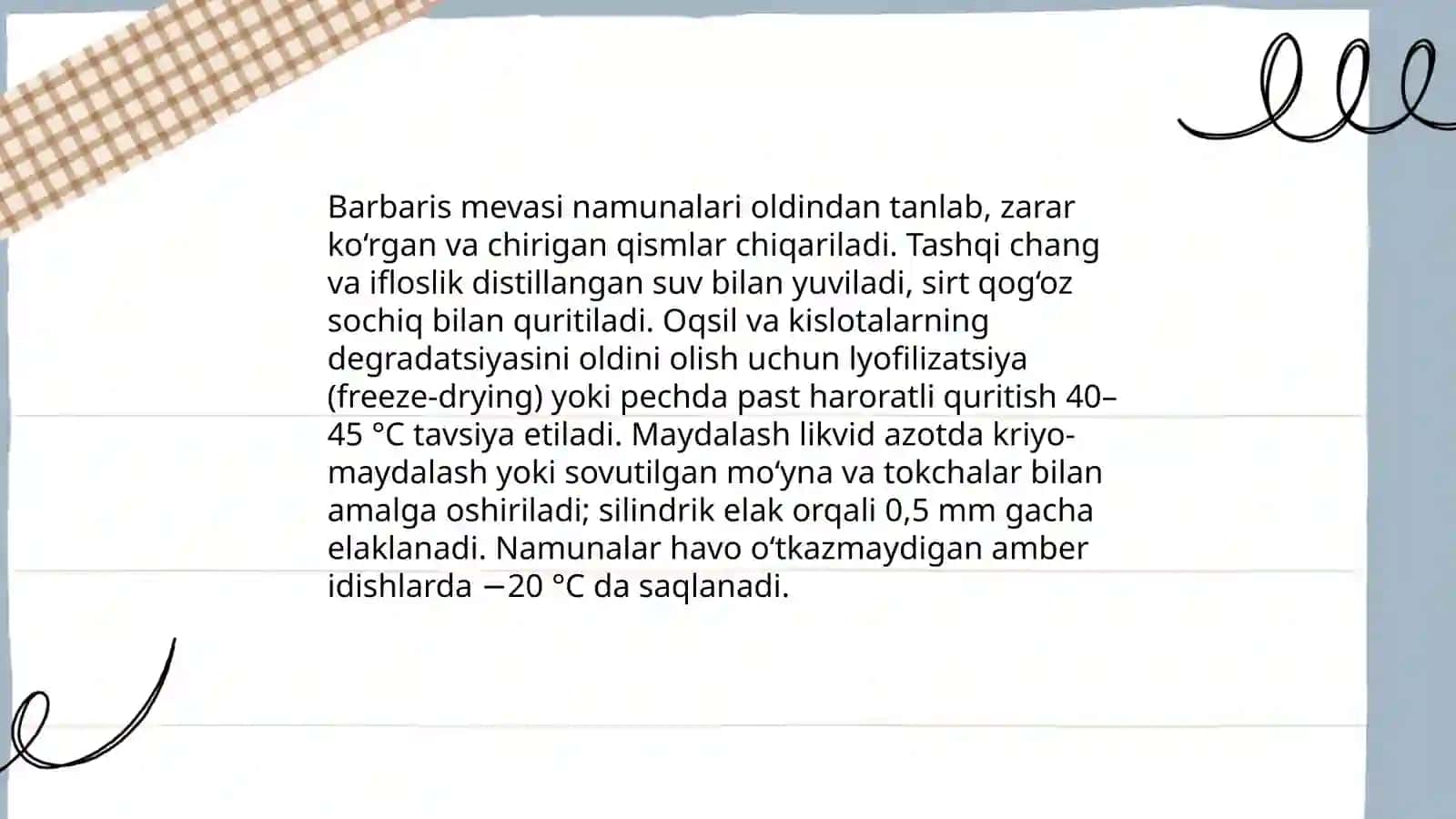 Barbaris mevasidagi erkin organik kislotalarni aniqlash 4