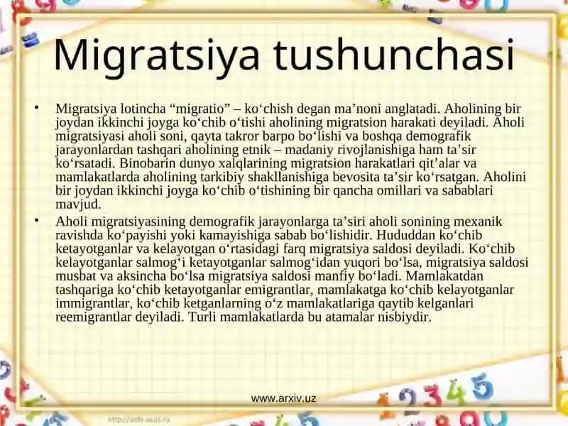 Aholining zamonaviy migratsiya harakatlari 4