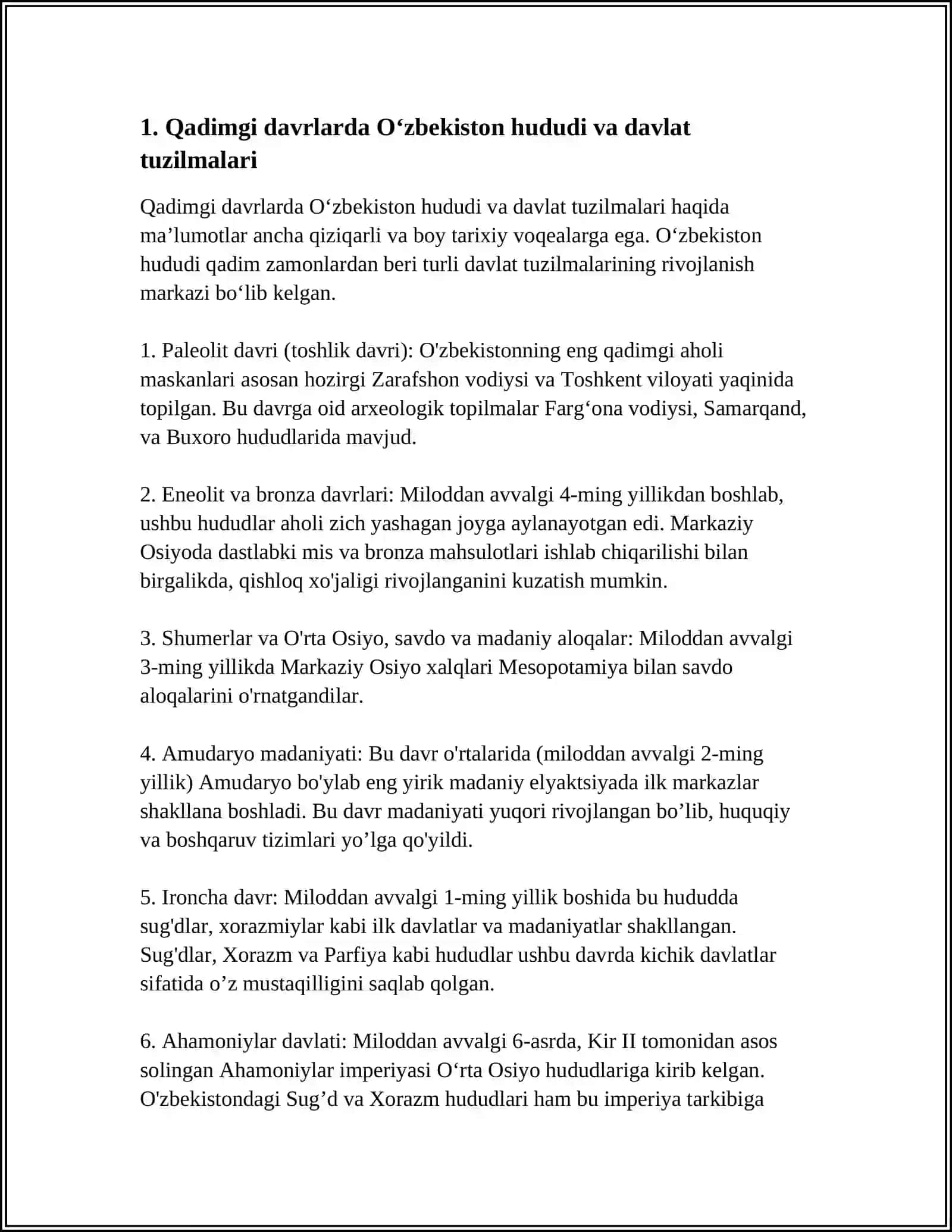 OʻZBEKISTON DAVLATCHILIGINING TARIXIY BOSQICHLARI 4