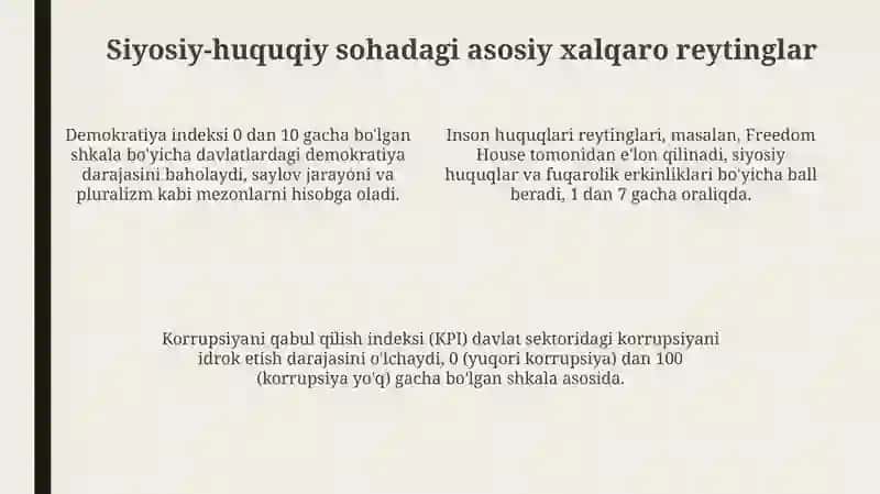 Xalqaro Reytinglar va O'zbekiston 4