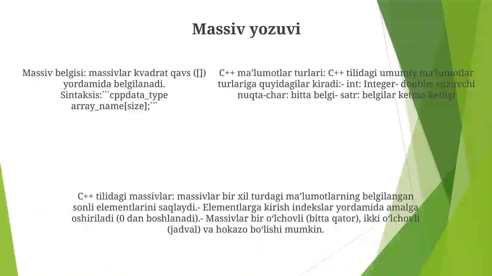 C++ Dastur Tilida Ko'Rsatkichlar Va Massivlar 4