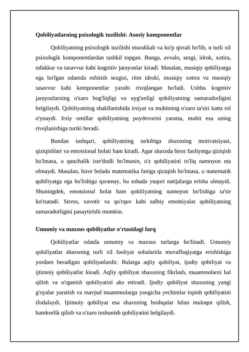 Qobiliyatlarning psixologik strukturasi 4