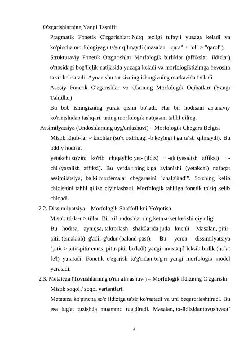 O'zbek tilidagi fonetik o'zgarishlar va ularning morfologik ta'siri 4