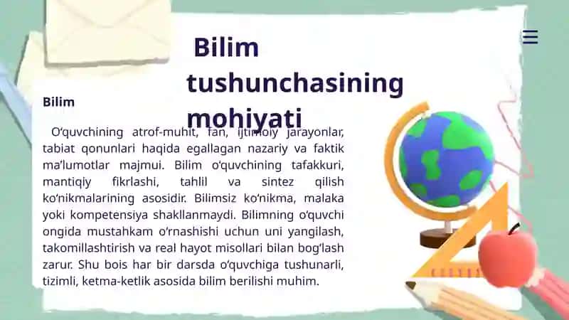 Bilim, ko‘nikma va malakalarini shakllantirish va tashkil etish 4