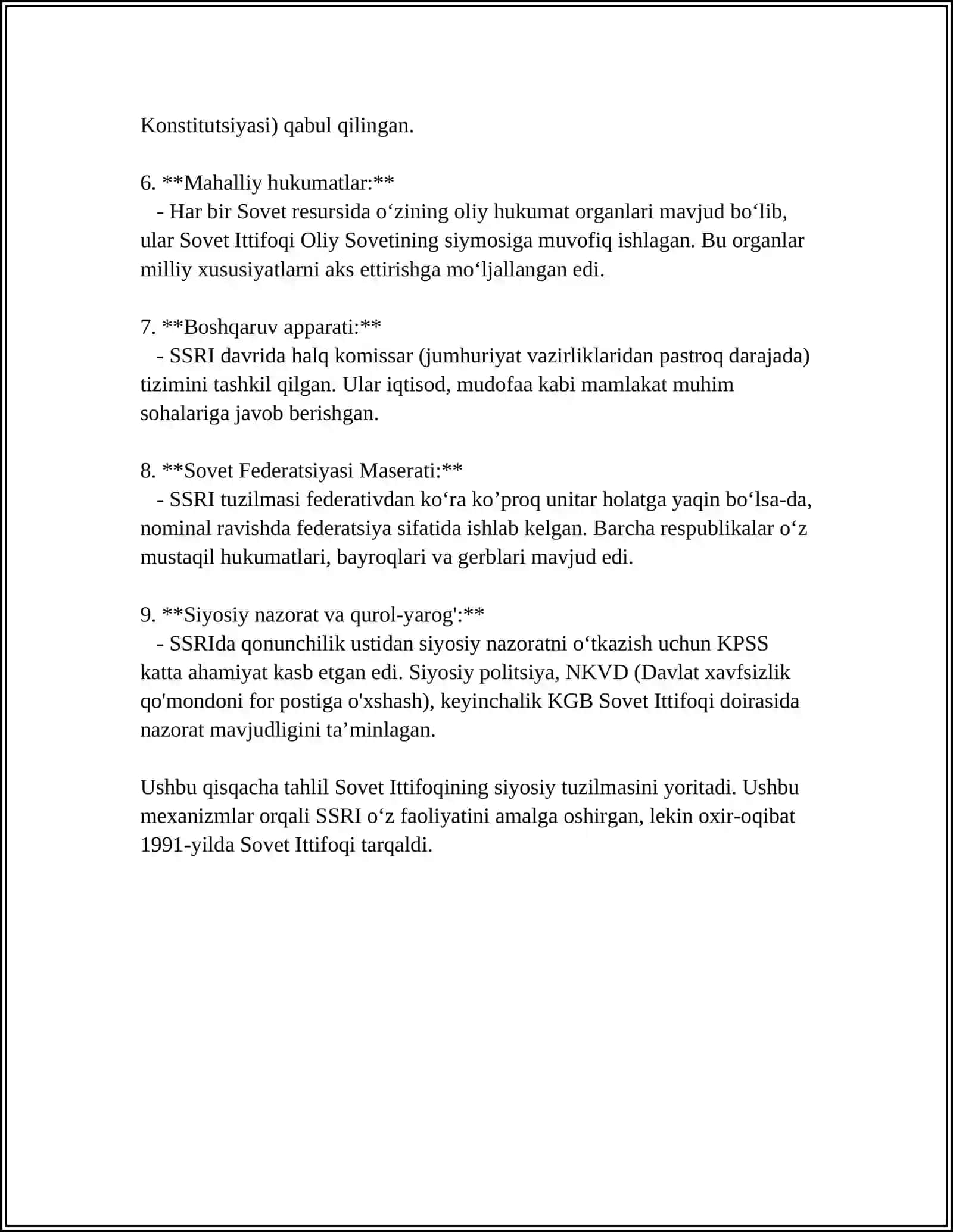 SOVET DAVLATINING TANAZZULGA YUZ TUTISHI 4