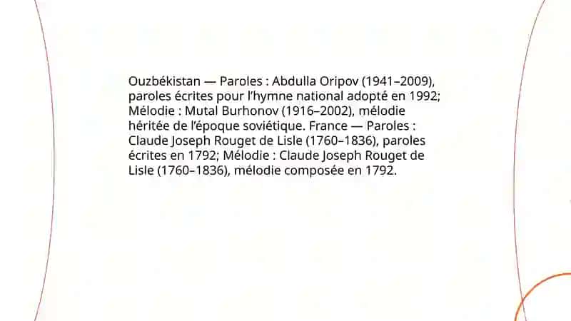 Les hymnes nationaux de lʼOzbekistan et de la France 4