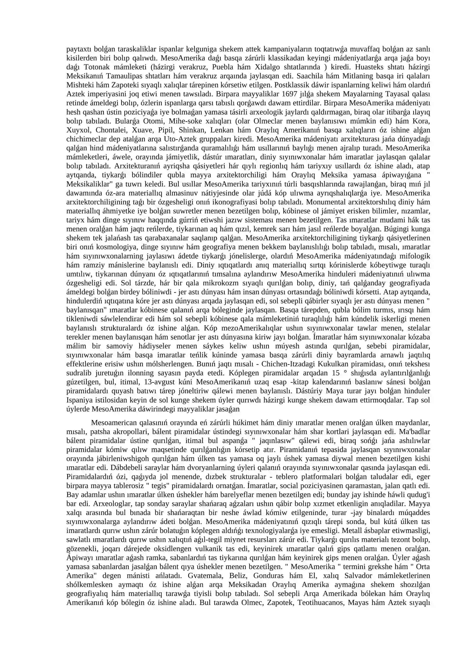 Áyyemgi Peru hám MezoAmerika arxeologiyası 4
