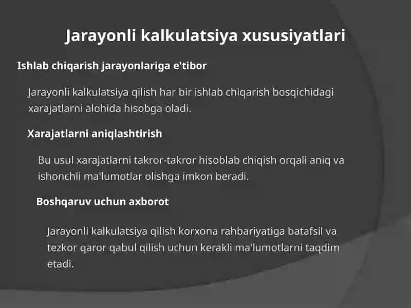 Jarayonlik kalkulyatsiya qilish usuli 4