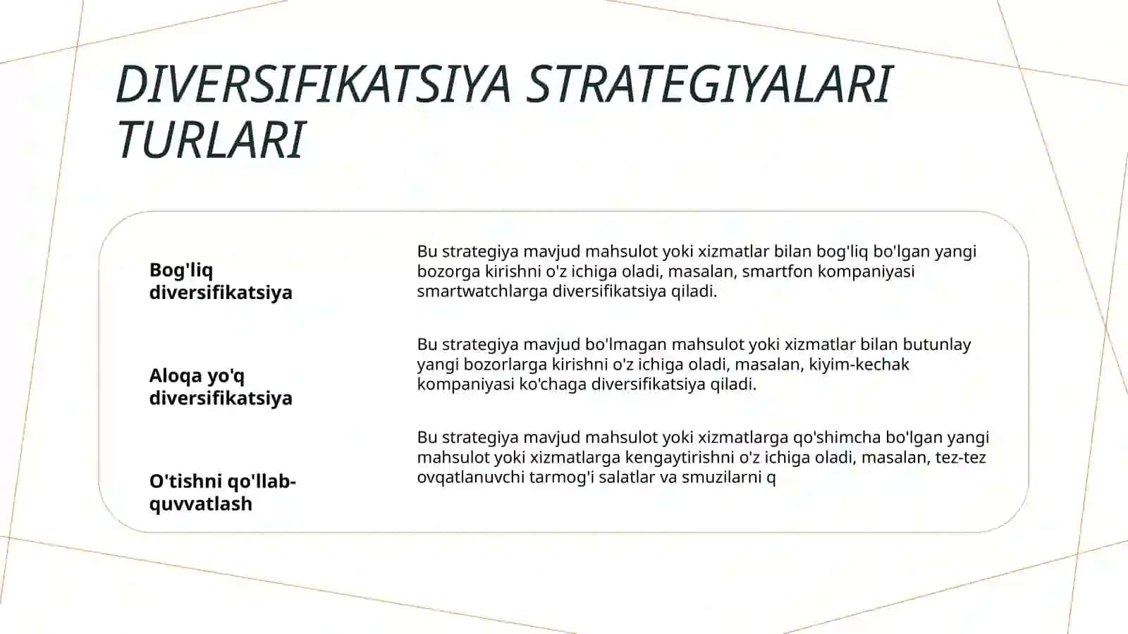 Diversifikatsiya O'sish Strategiyasi 4