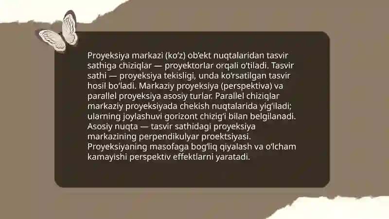 Perspektivaning geometrik apparati va asosiy terminlar 4