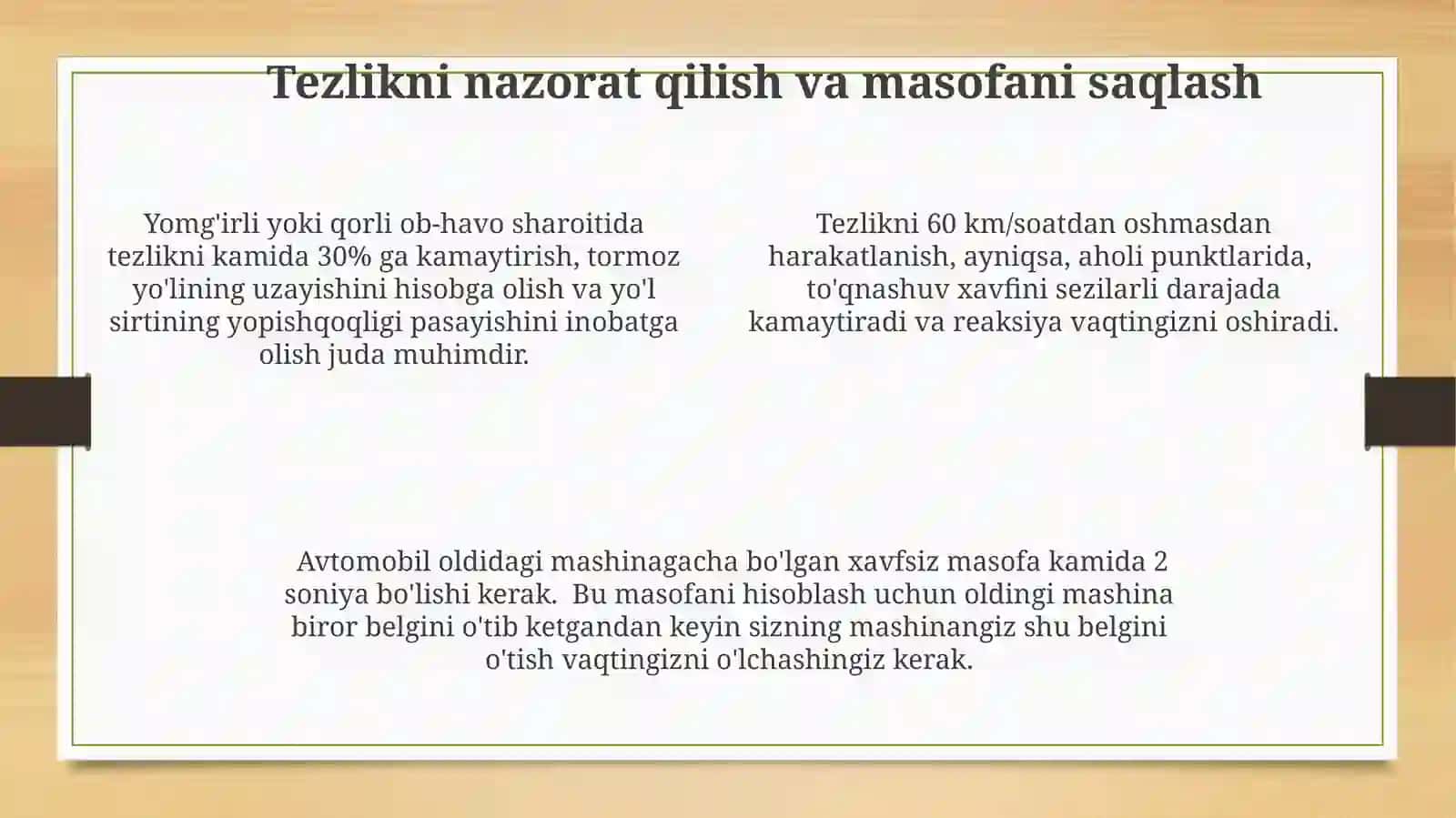 Haydovchining vazifalari 4