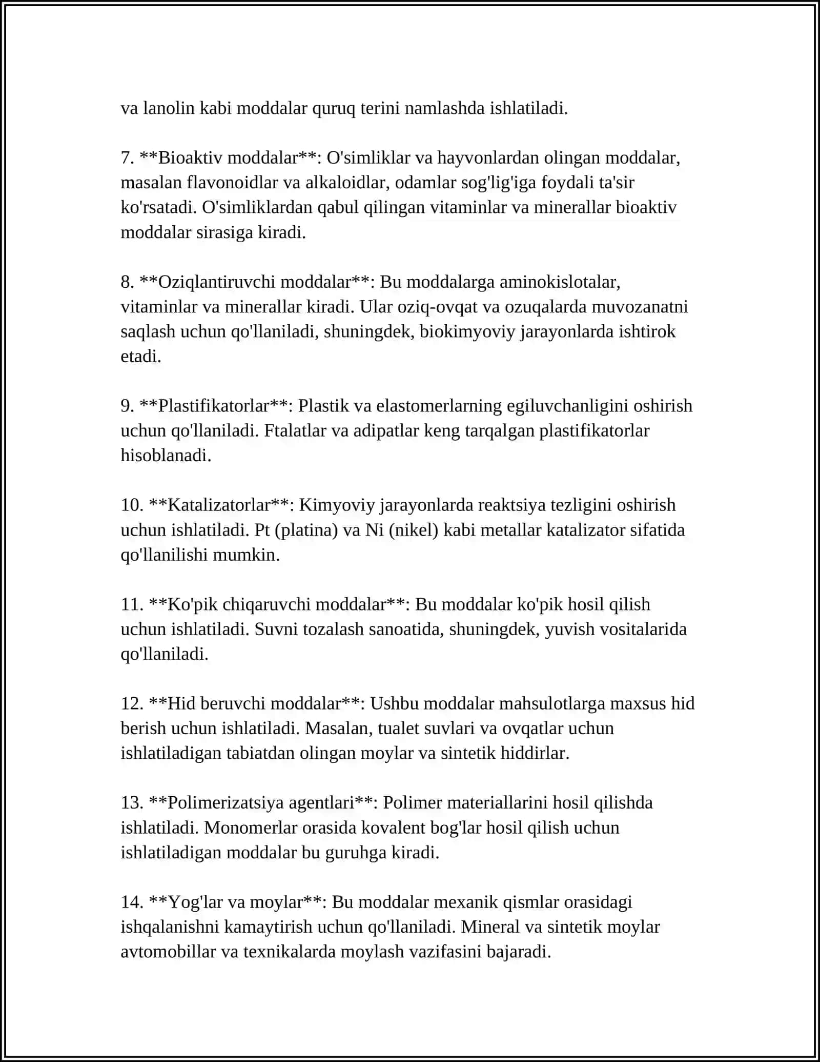 Yordamchi moddalar turlari 4
