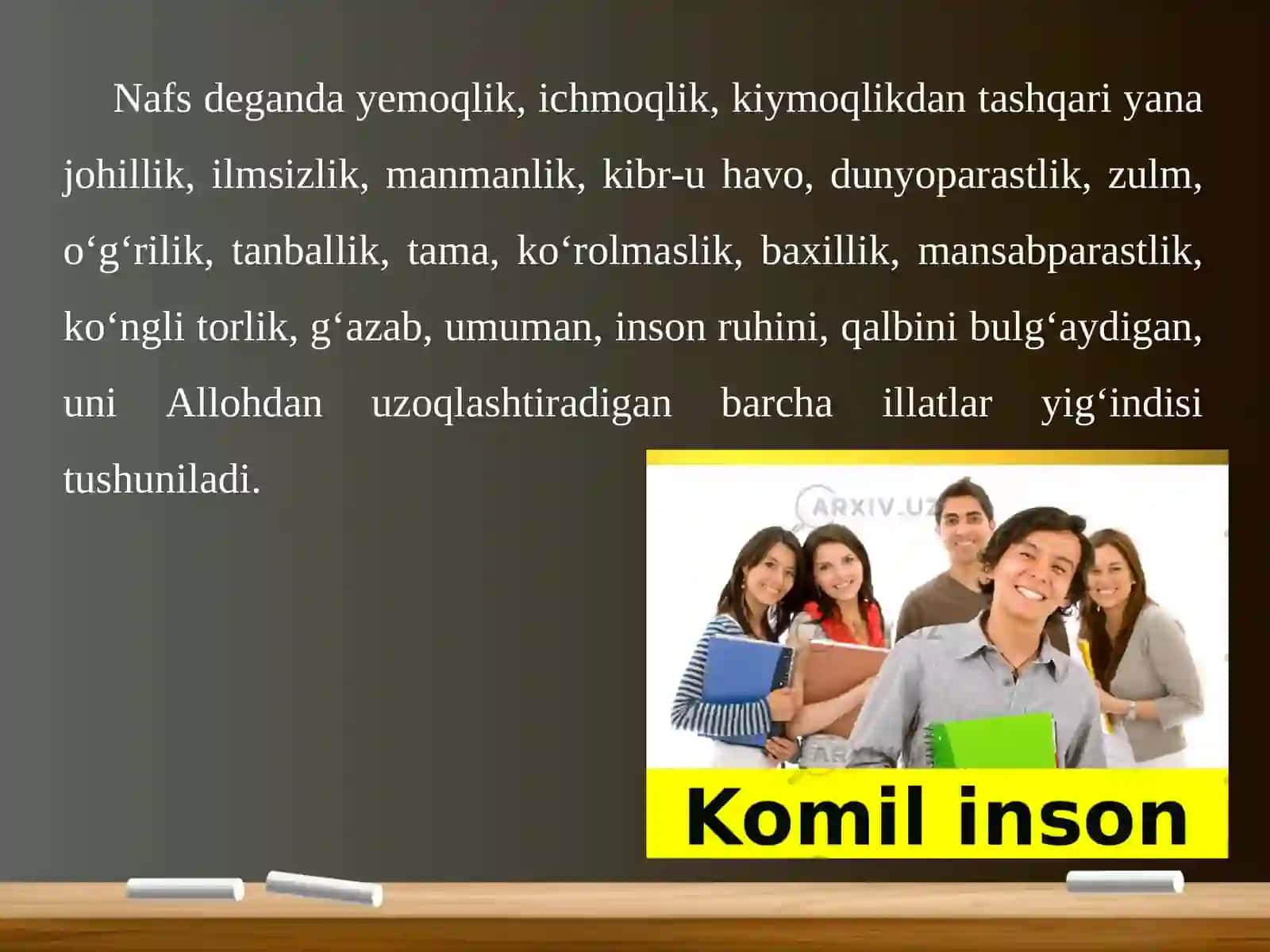 9-sinf Adabiyot fani darsligi asosida 4-mavzu KOMIL INSON 4