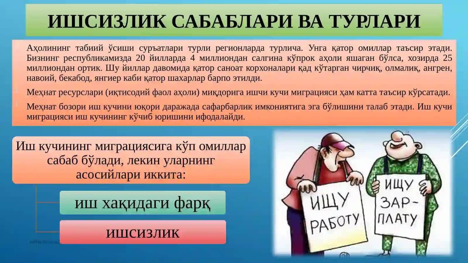Ишсизлик тўғрисидаги турли ҳил назариялар 4