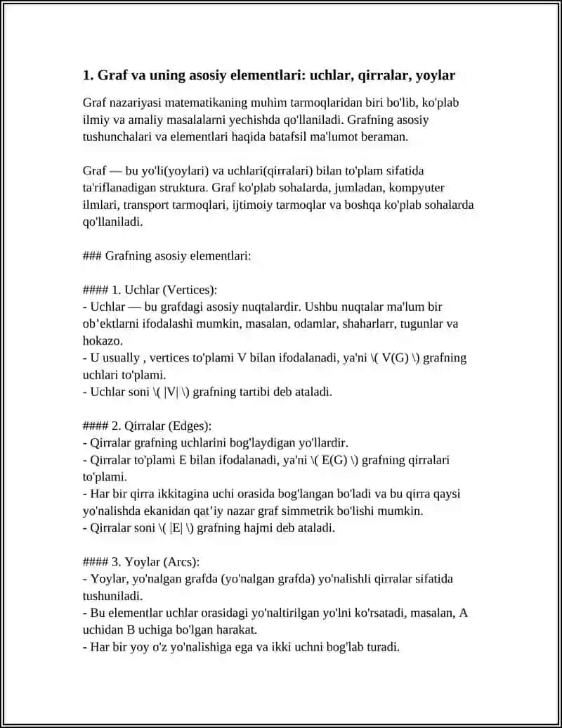 GRAFLAR NAZARIYASI ELEMENTLARI 4