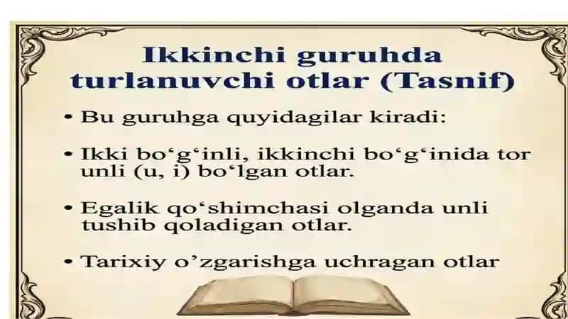 Ot garammatik kategoriyalari ikkinchi guruhida turlanuvchi otlar 4