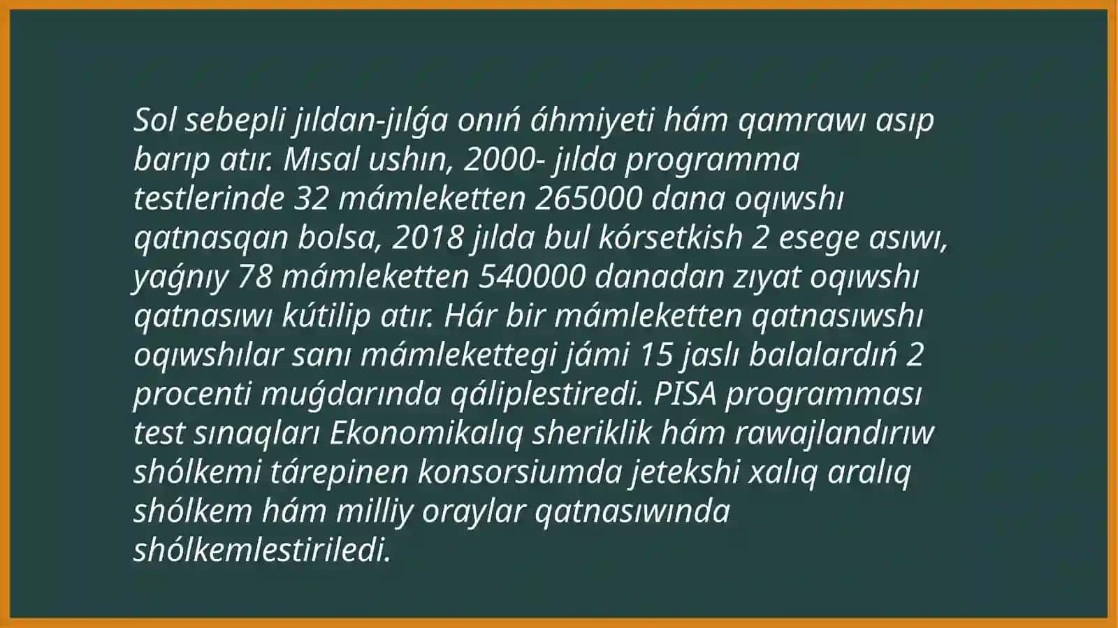 PISA Xalqaraliq bahalaw sisteması 4