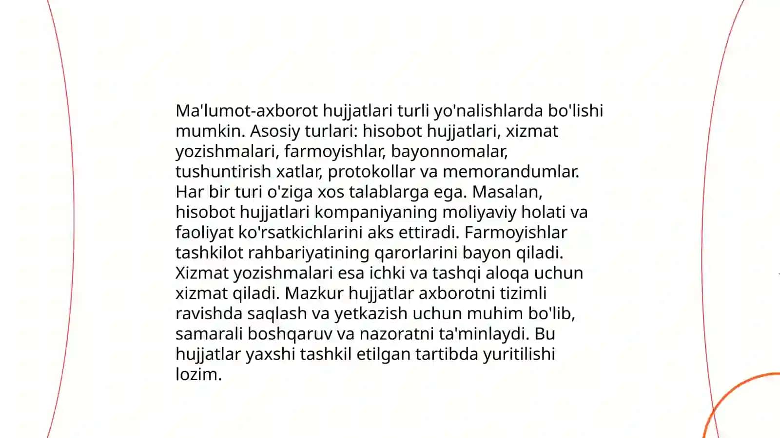 Ma'lumot axborot hujjatlari turlari va tayyorlanishida qo'yiladigan talablar 4