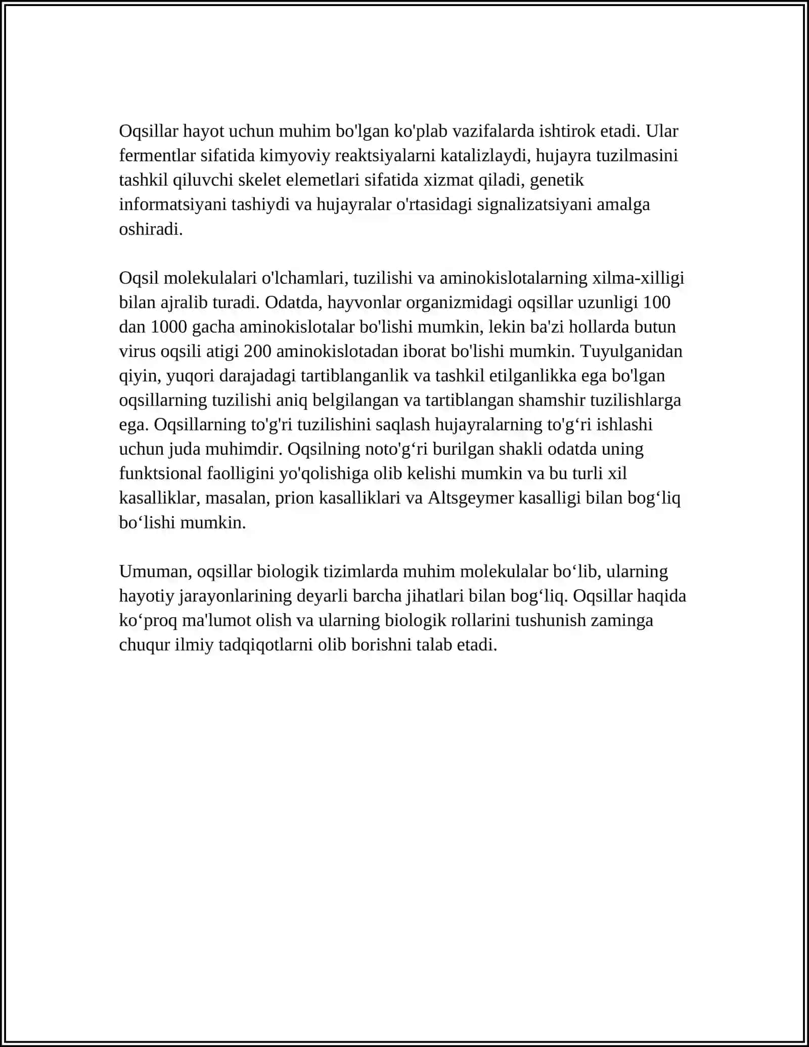 OQSIL TABIATLI PEPTID VA GORMONLAR. PROTEINOPATIYALAR 4