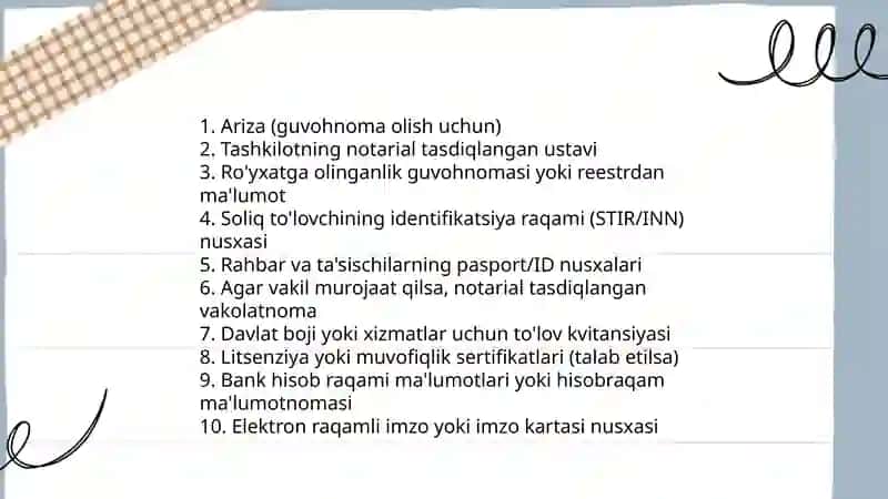 Tashkiliy hujjatlar guvohnomasi 4