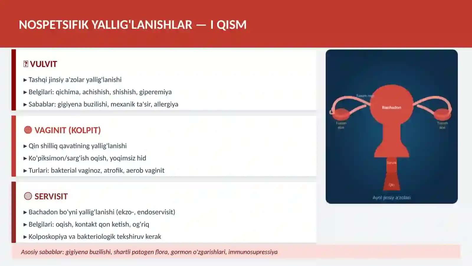 Ayollar jinsiy a'zolarning nospetsifik va spetsifik yallig'lanish kasalliklari. 4