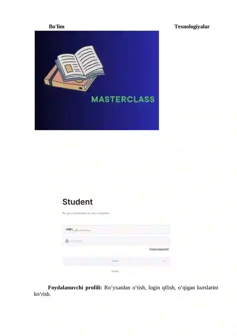 Yangi loyiha: Onlayn “Masterclass” Platformasi 4