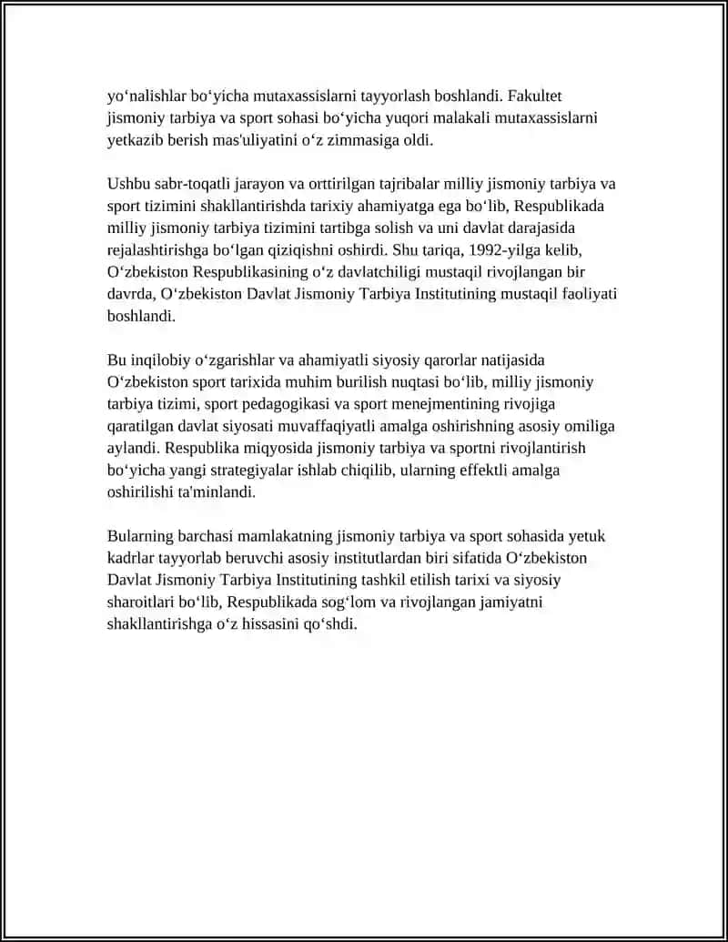 O'ZBEKISTON DAVLAT JISMONIY TARBIYA INISTITUTINING TASHKIL TOPISHI 4