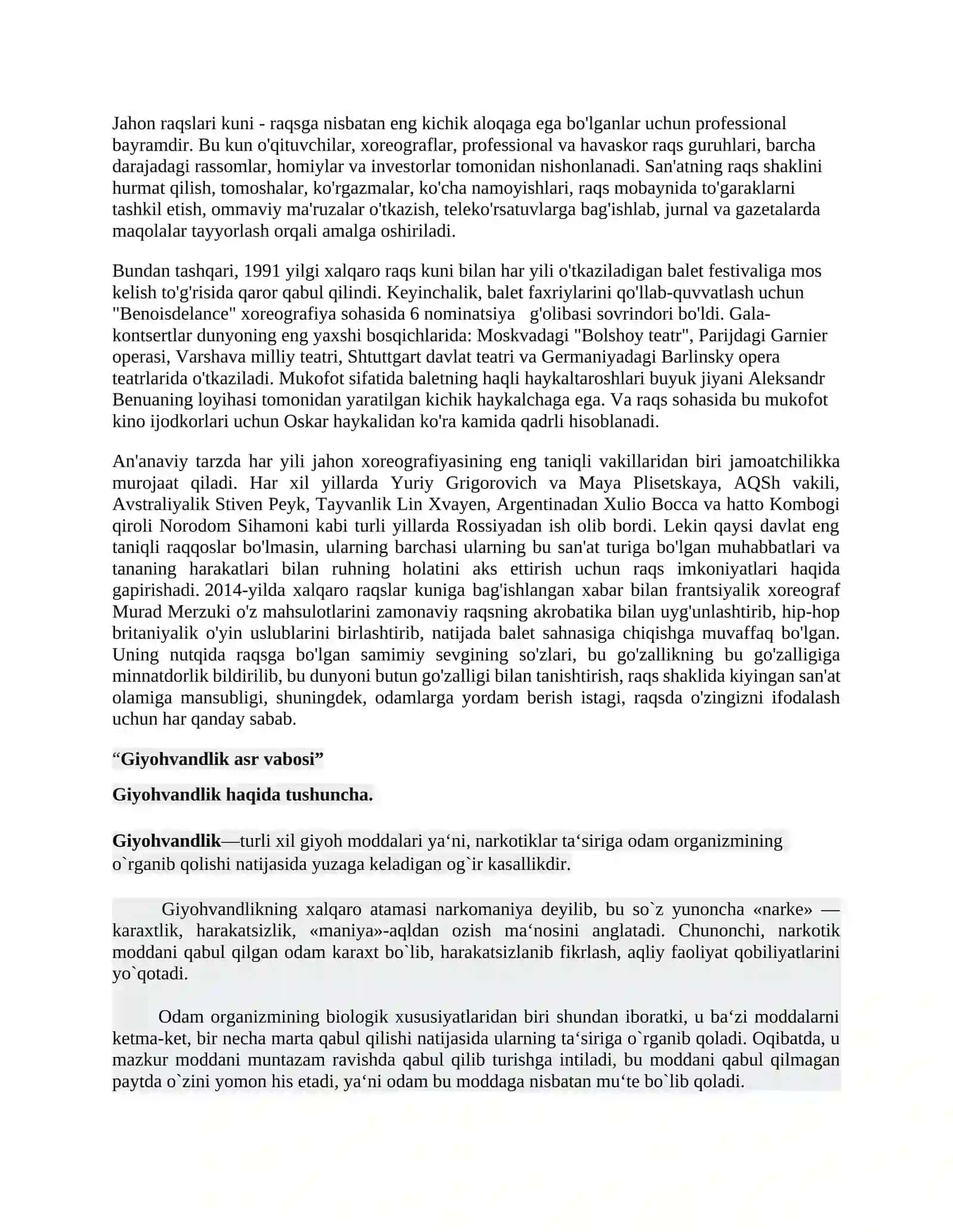 Giyohvandlik umr zavoli 4