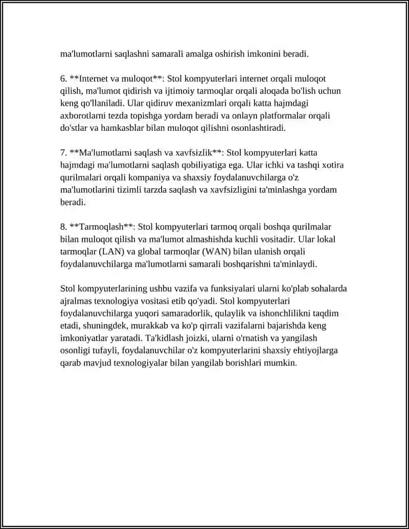 Stol kompyuterlar va ularning vazifalari 4