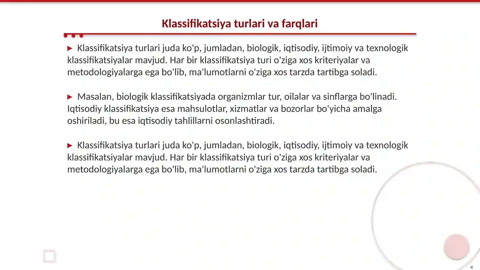Klassifikatsiyalar va ularning turlari 4