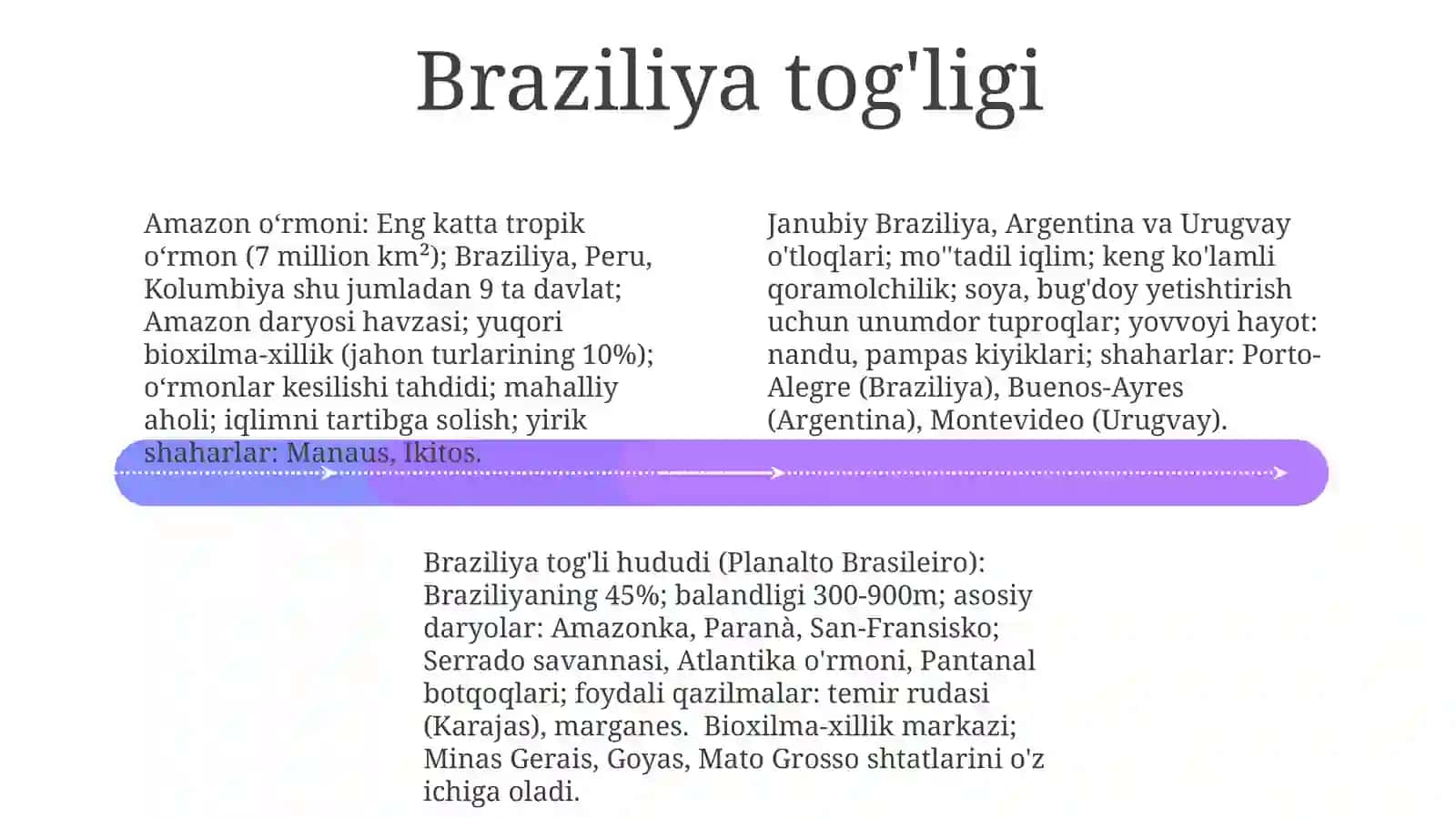 Janubiy Amerika materigining geografik mintaqalari va tabiat zonalariga tavsif 4