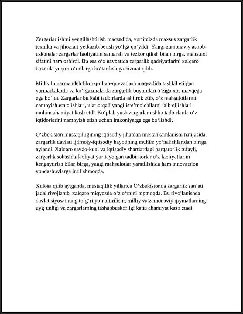 MUSTAQILLIK YILLARIDA ZARGARLIK SANATI 4
