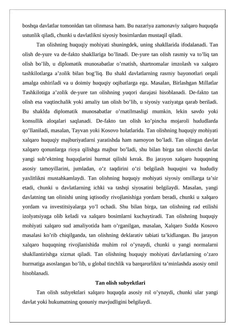 Xalqaro huquqda tan olish va huquqiy vorislik 4