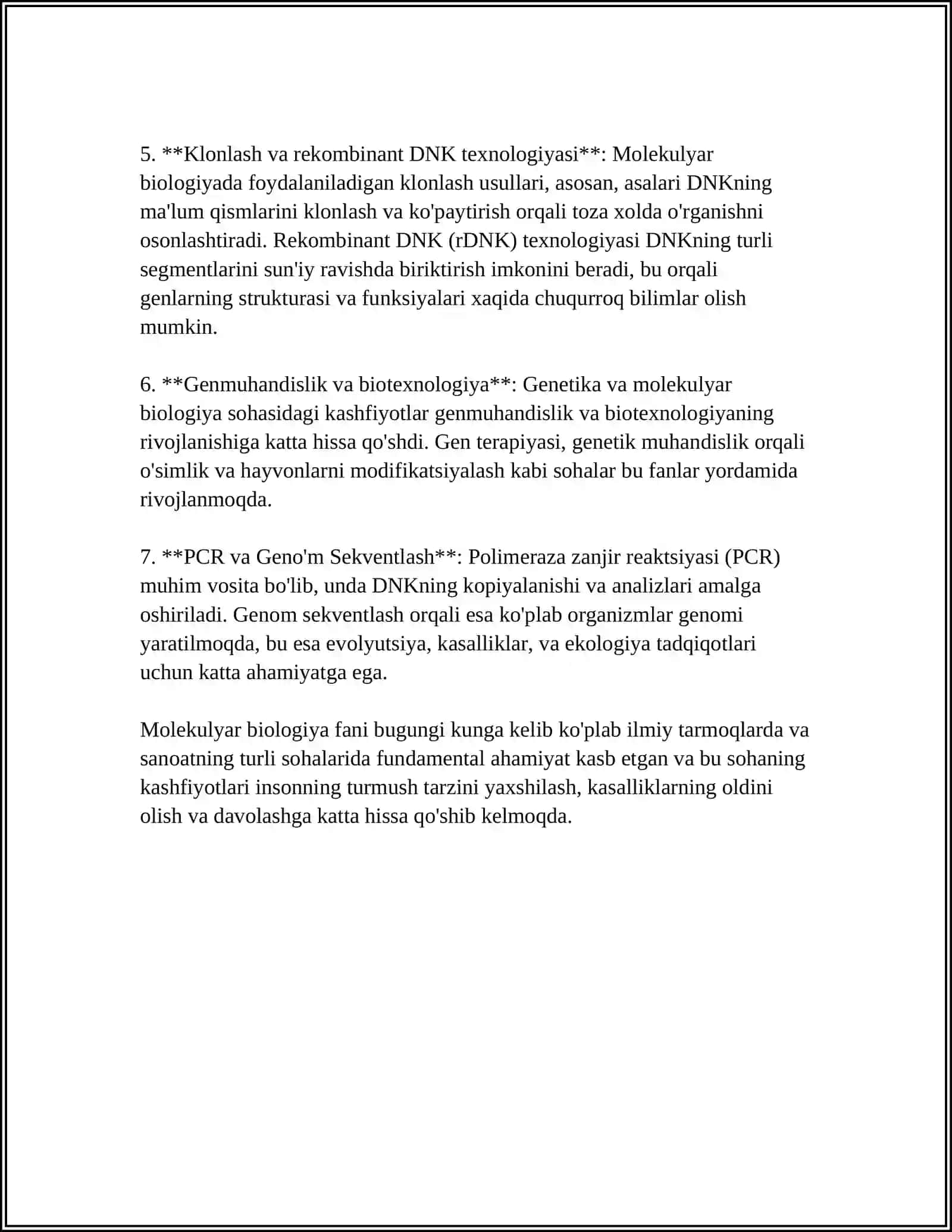 HAYOTNING MOLEKULYAR DARAJASI 4